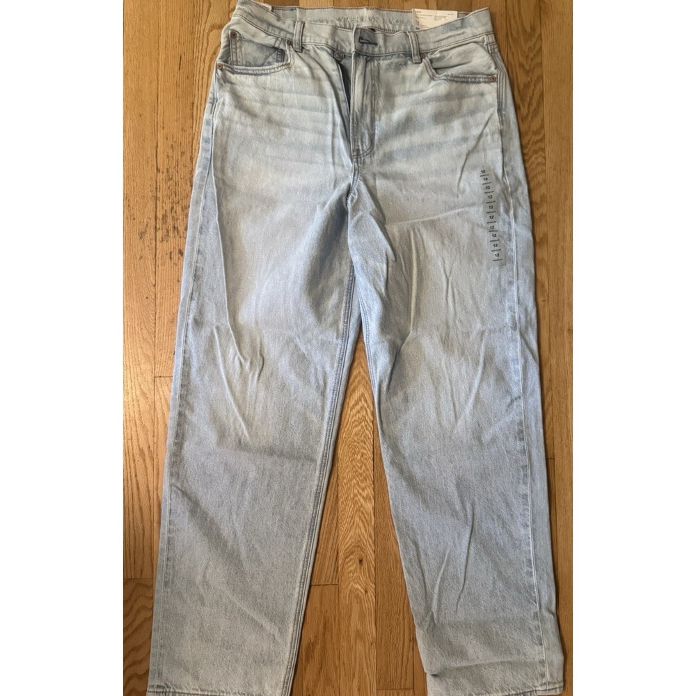 American Eagle Outfitters‎ Women's High Rise Straight Jeans Light Wash Blue 12